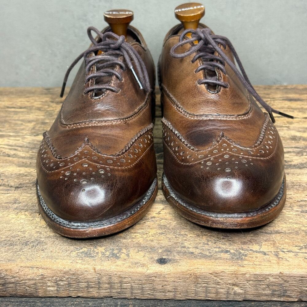 Vintage Shoe Company Brown Leather Wingtip Brogue Oxfords Womens 9.5 Made in USA